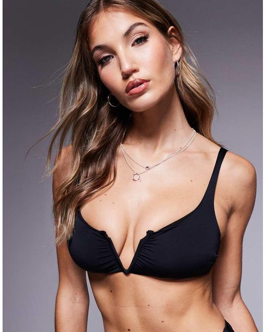 ASOS Brown Maya Mix And Match V Wire Crop Bikini Top
