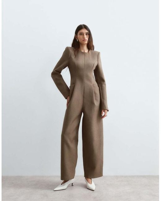 ARRANGE Brown Structured Tailored Jumpsuit