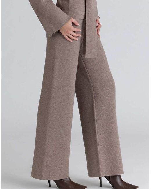 House Of Cb Brown Avery Taupe Wool Wide Leg Trousers