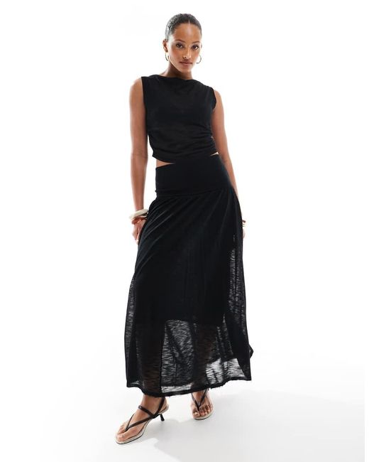 4th & Reckless Gebreide Crop Top Met Hoge Hals in het Black