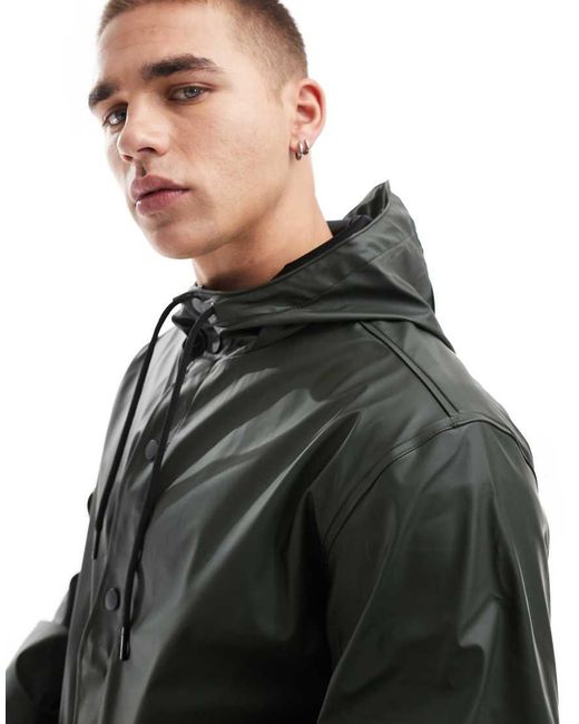 Jack & Jones Black Rubberized Raincoat for men