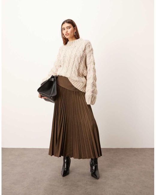 ARRANGE Natural Premium Pleated Tailored Maxi Skirt