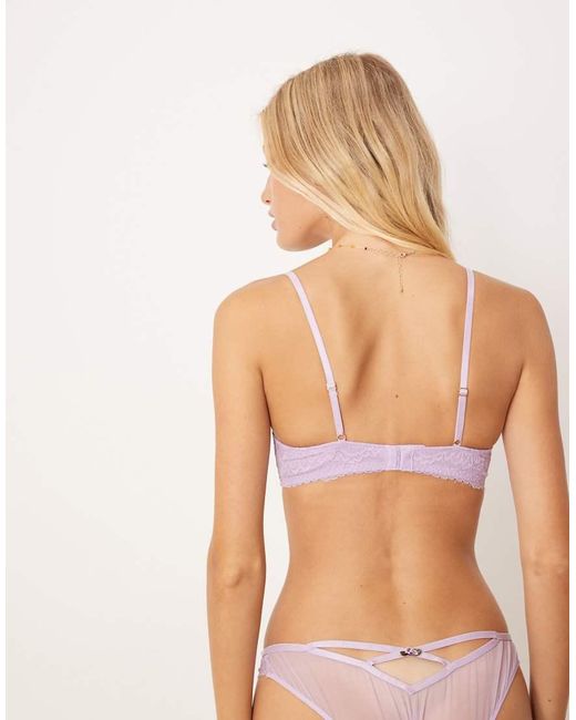 ASOS Brown Rosalie Lace Brazilian Brief With Floral Trim