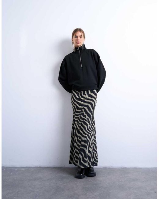 TOPSHOP Multicolor Mesh Zebra Print Maxi Skirt