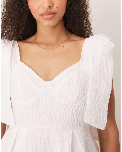 Sister Jane Natural Dream Prairie Bow Jacquard Midi Dress