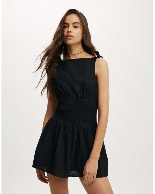 Cotton On Black Lola Tie Shoulder Mini Dress