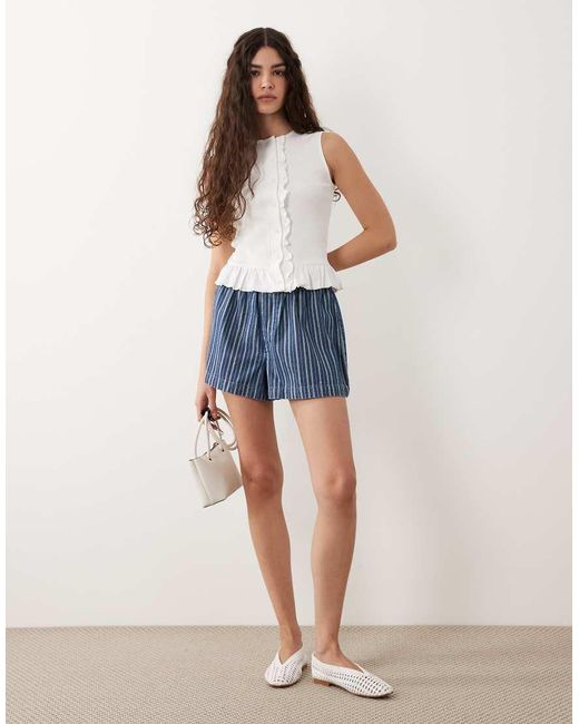 Miss Selfridge White Button Through Tank With Frill Hem