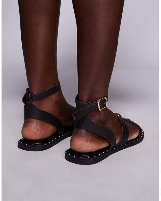 River Island Leren Sandalen Met Studs En Accent Op De Teen in het Purple