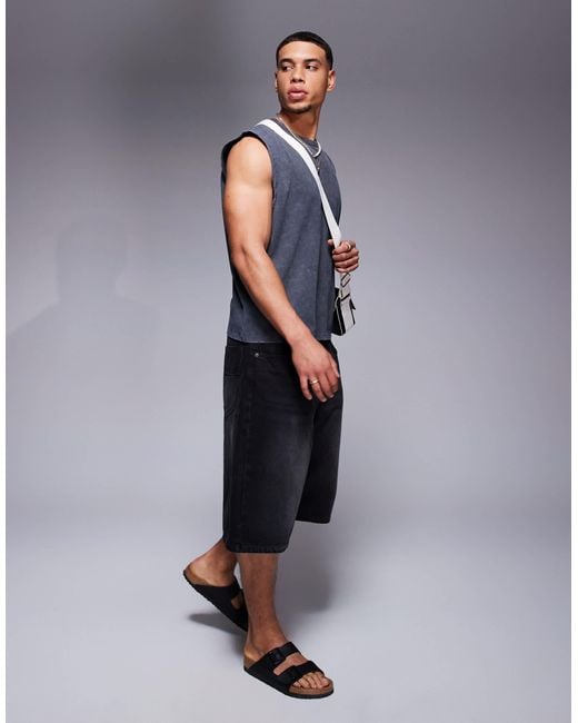 ASOS Blue Boxy Oversized Tank With Back Graphic for men