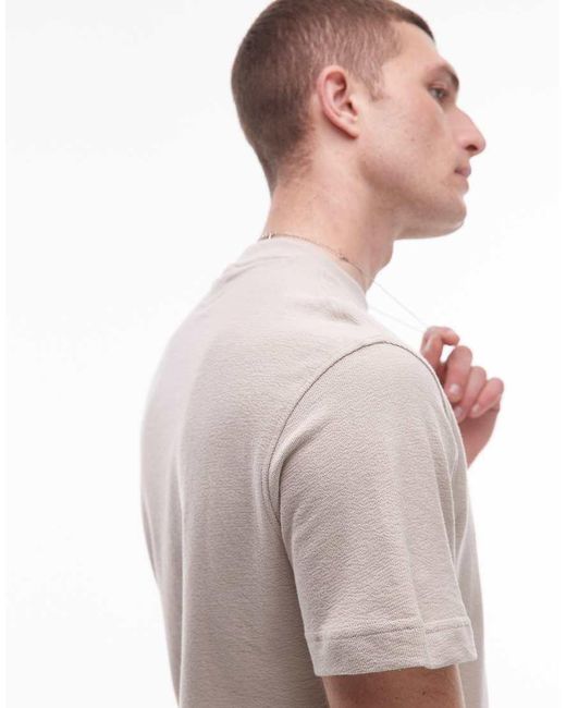 T-Shirt Regular Fit Color Pietra Testurizzata di Mango in Gray da Uomo