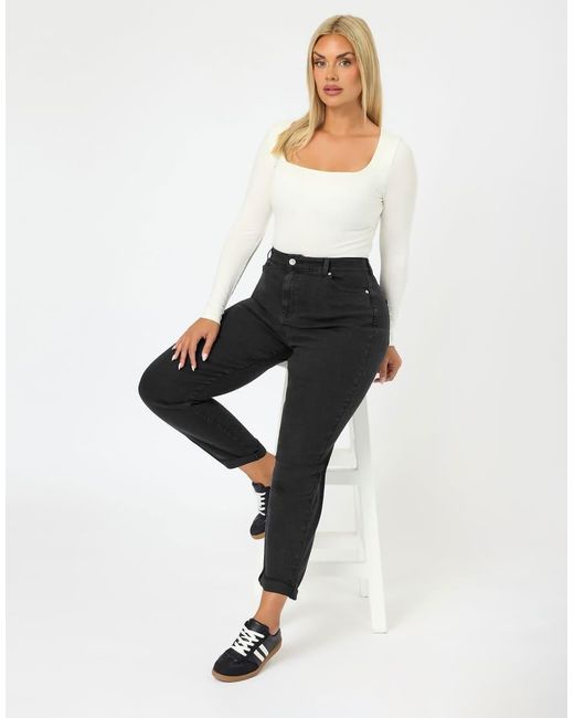 Yours Clothing White Wash Denim Boyfriend Jeans