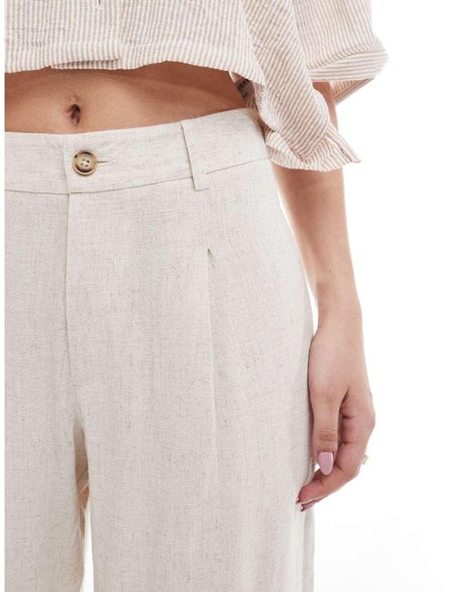 Miss Selfridge Elegante Broek Met Wijde Pijpen Van Linnenmix in het White