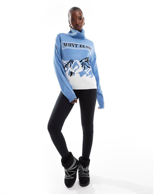 Pull col roulé à motif mont blanc In The Style en coloris Blue