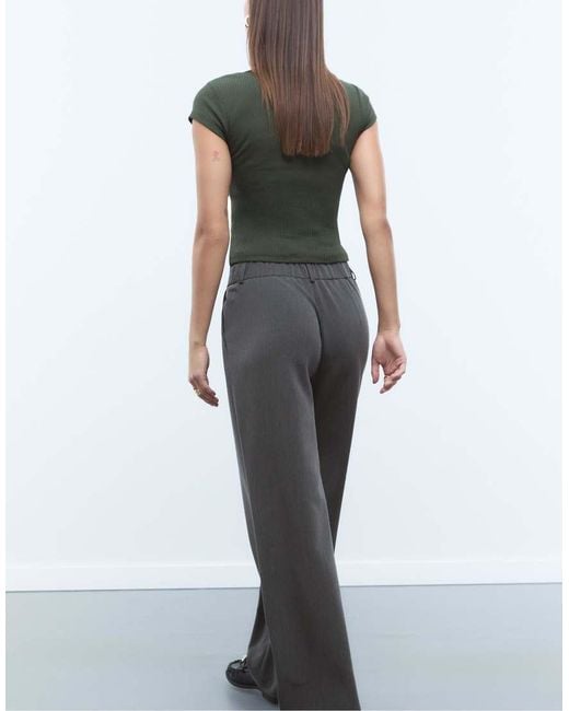 Stradivarius Gray Smart Straight-leg Trousers