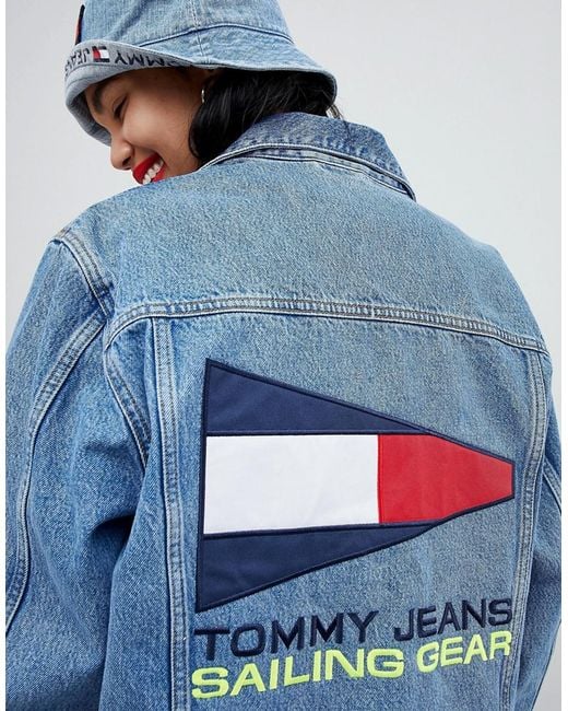 Tommy Hilfiger Tommy Jean 90s Capsule 5.0 Denim Jacket With Back Sailing  Logo in Blue | Lyst Australia