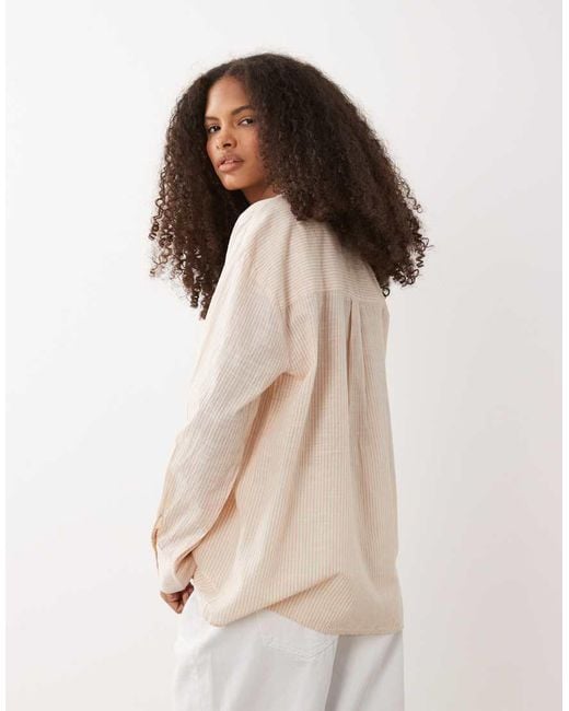 Cotton On Natural Haven Oversized Dad Shirt Linen Look