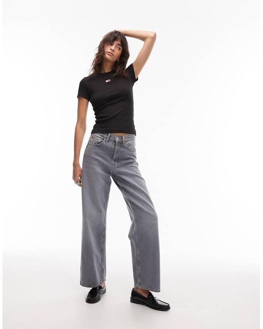 Camiseta Negra De Corte Slim Con Parche De Tommy Hilfiger de color Black