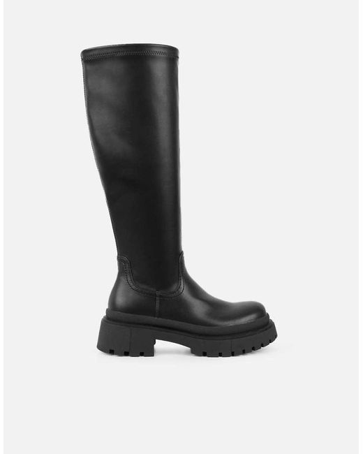 SIMMI Black Mon Stretch Knee High Chunky Boots