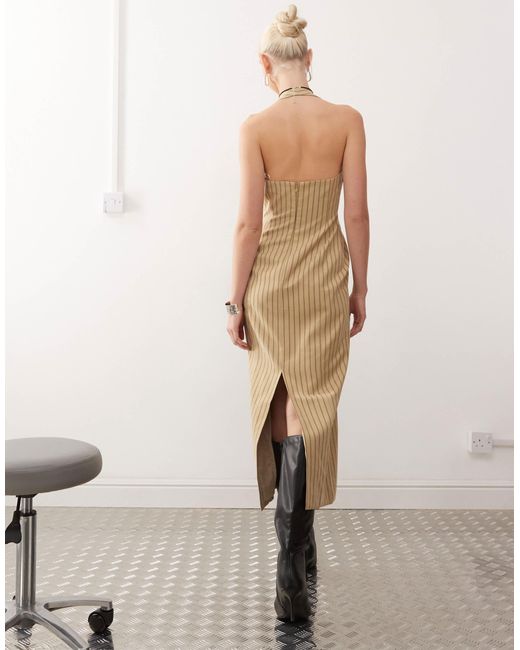 Sleek Belted Halter Neck Midi Dress