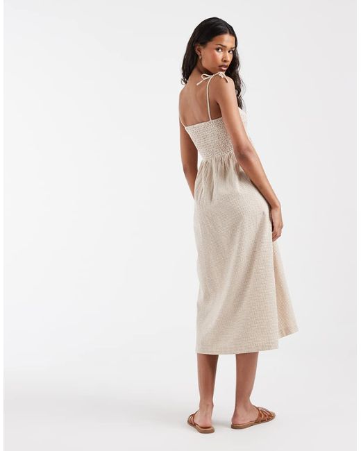 JJXX Natural Seersucker Gingham Maxi Dress