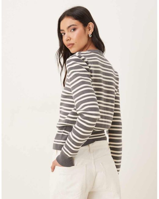 Nia Gray Baxter Striped Button Up Cardigan