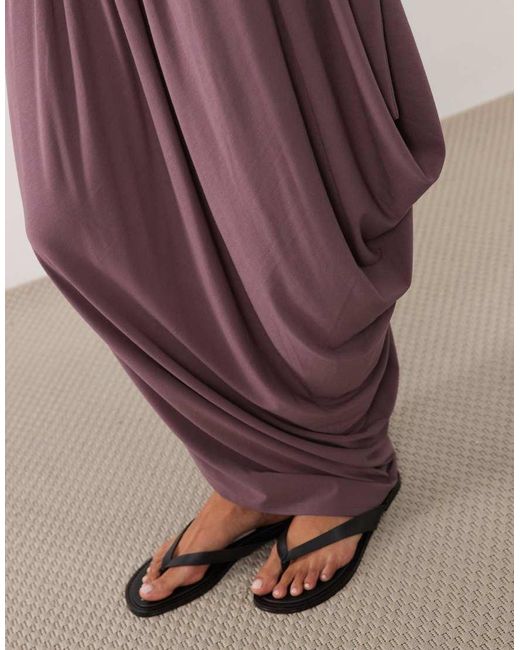 ASOS Purple Jersey Drape Detail Midi Dress