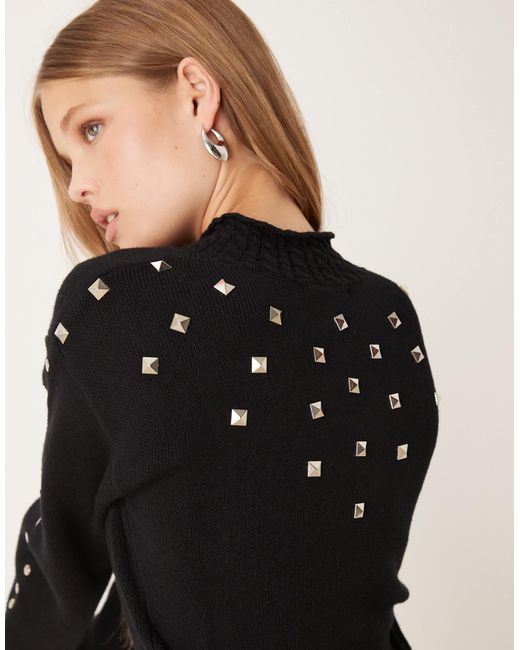 Never Fully Dressed Black Studded Knit Cardigan