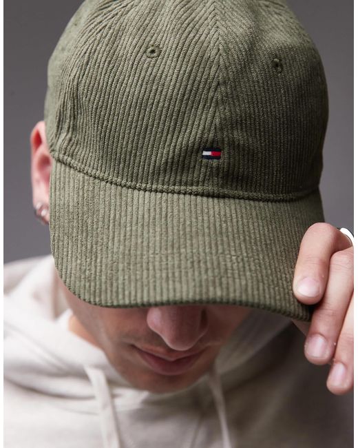 Tommy Hilfiger Gray Flag Logo Cord Cap for men
