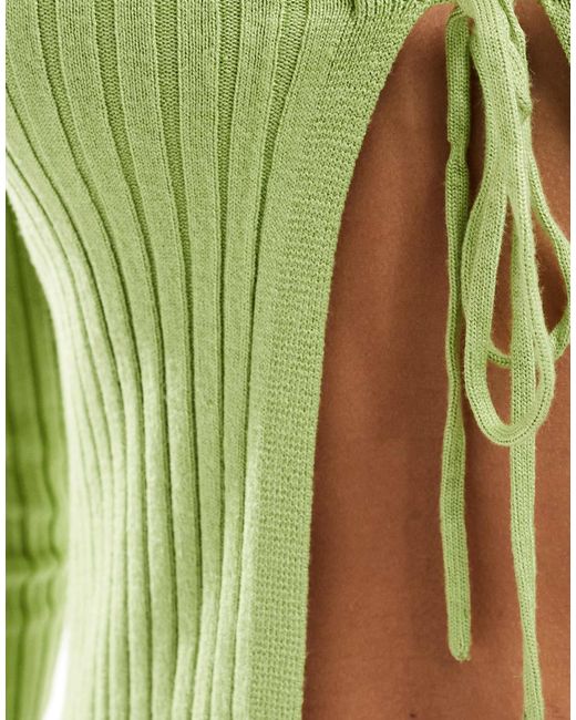 ONLY Green Tie Front Knitted Cardigan