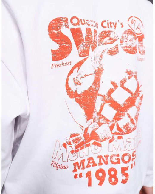 Sudadera Blanca Extragrande Con Capucha Y Diseño Estampado "Mango" De ASOS de hombre de color White