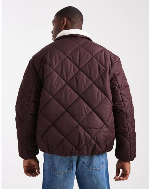 Brave Soul – kurze, wattierte jacke in Purple für Herren