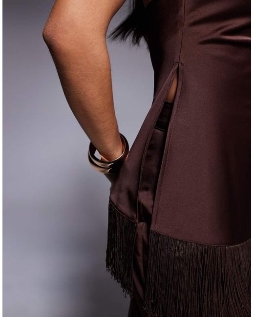 ASOS Purple Asos X The Sourced Collection Strappy Top With Fringing