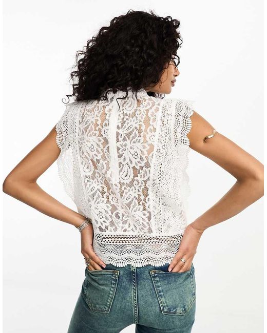 ONLY White Lace Detail Top