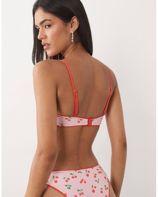 ASOS Red Shannon Picot Balcony Underwire Bikini Top
