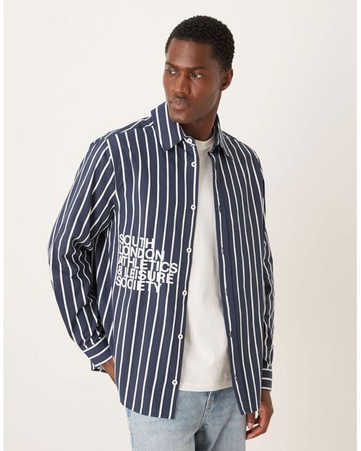 ASOS Men's Blue Relaxed Fit Shirt With Print Detail