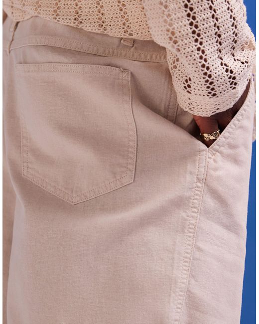 ASOS Blue Linen Jort Shorts With Fixed Waist for men