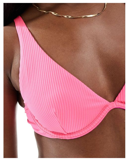 Hollister Pink Co-ord Ribbed Underwire Bikini Top