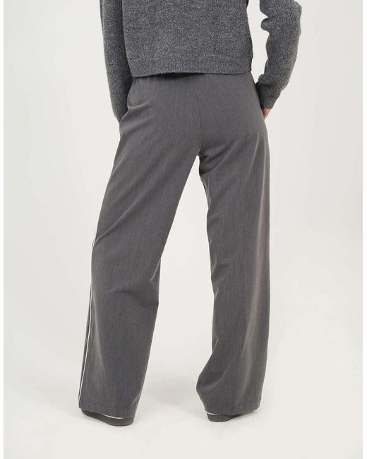 Brave Soul Gray Contrast Waistband Tailored Trousers