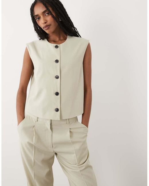 Aware Natural Cropped Tailored Waistcoat Co-ord