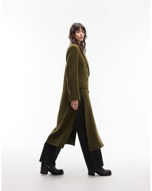 ARKET Green Wool Mix Double Breasted Maxi Coat