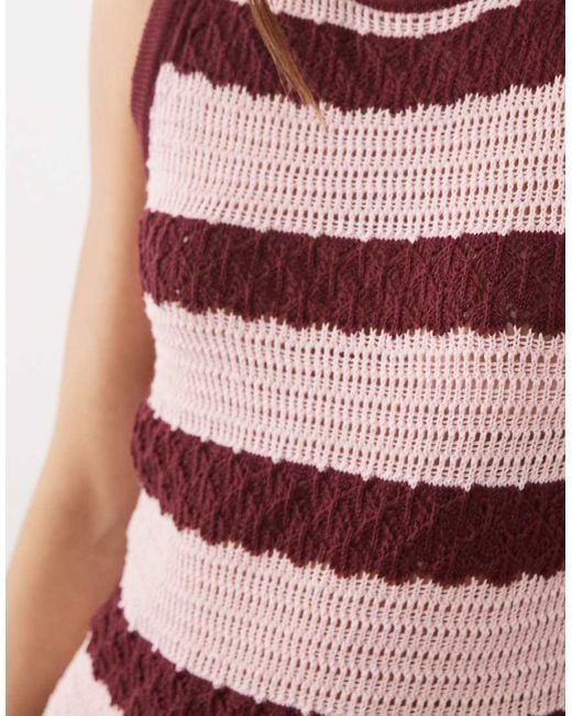 ASOS Red Crochet Knit Stripe Mini Dress