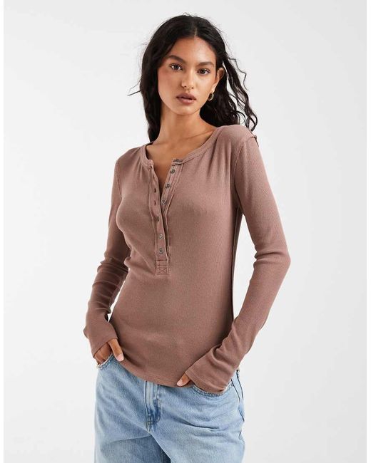 Free People Blue Jamie Henley Long Sleeve T-Shirt