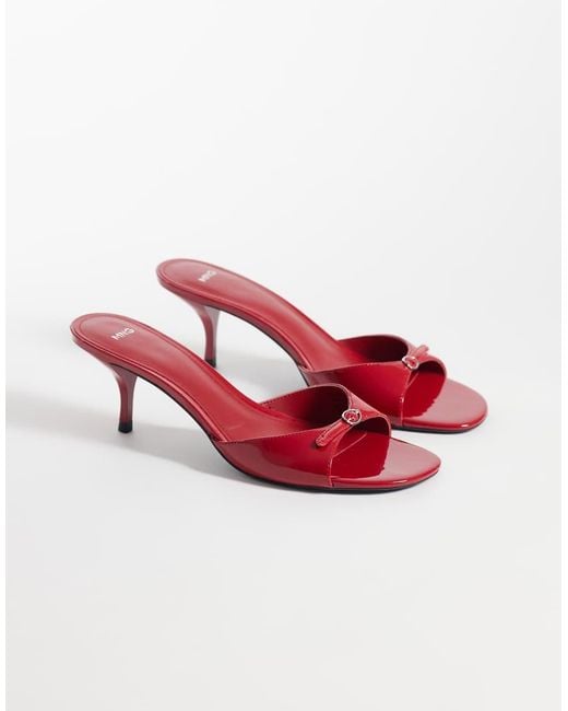 Mango Pink Heeled Mule With Silver Buckle Detail