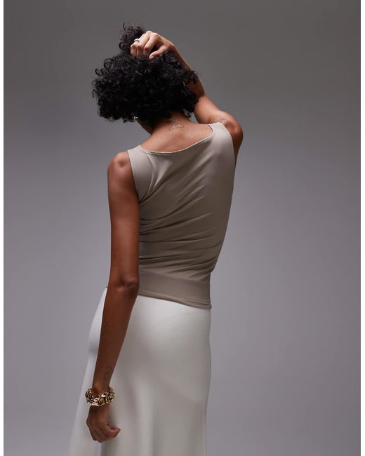 Mango Brown Sleeveless Polyamide Top