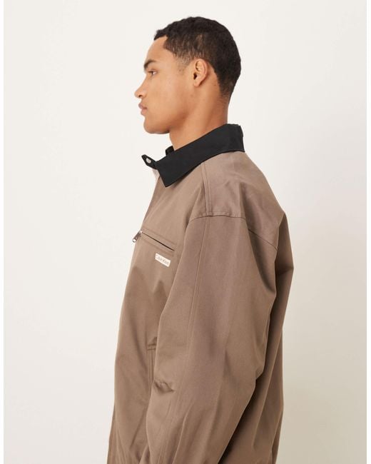 Calvin Klein Natural Long Sleeve Blouson Jacket With Contrast Collar for men