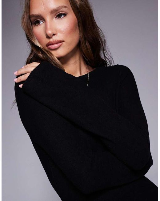 ASOS Superzachte Mini-Swingjurk Met Lange Mouwen in het Black