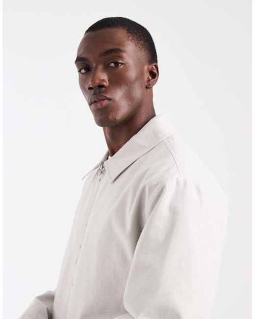 ASOS White Oversized Harrington Jacket for men