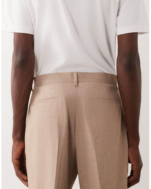 ASOS Natural Tailored Pleated Wide Shorts for men