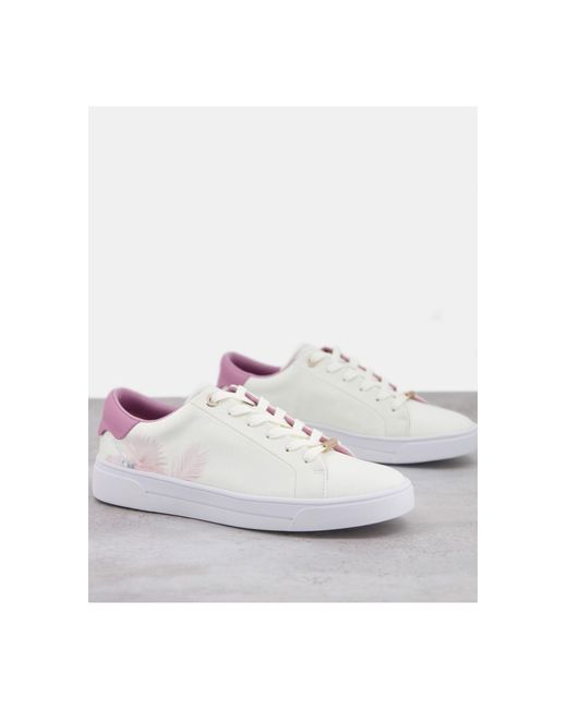 Ted Baker Delylas Serendipity Satin Trainer in White | Lyst