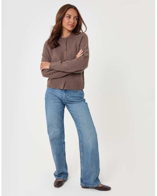Threadbare Brown Relaxed Fit Knitted Cardigan